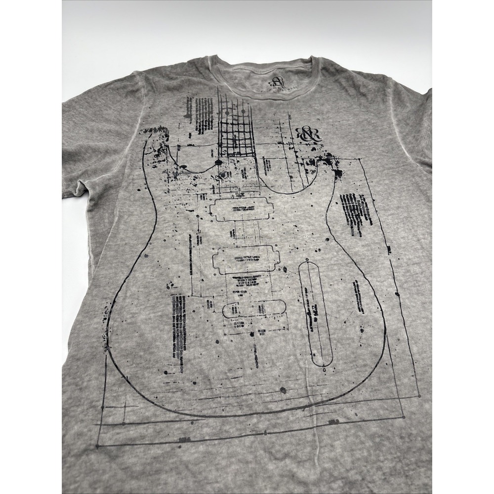 Rock And Republic T-shirt Mens Gray Size Extra Large Stratocaster‎ Guitar Print - Picture 2 of 13